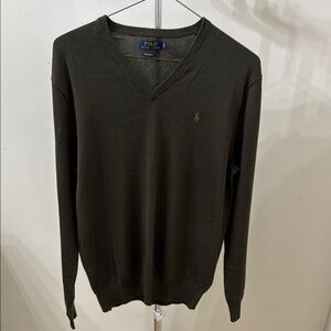 Polo by Ralph Lauren Green V-Neck Sweater Fine Knit